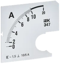 Шкала сменная для амперметра Э47 10/5А класс точности 1,5 72х72мм IEK