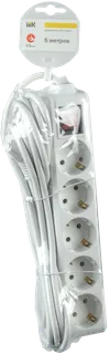 Extension cord U 05K with a switch 5 sockets 2P+PE/5 meters 3x1mm2 16A/250 IEK1