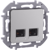 INSPIRIA Розетка компьютерная двойная RJ45 категория 5Е UTP алюминий