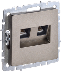 BRITE Розетка компьютерная двойная RJ45 кат.5E РК10-2-БрШ шампань IEK