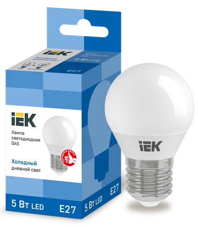LED lamp G45 ball 5W 230V 6500K E27 IEK is intended for use in lighting devices for external and internal lighting of industrial, commercial and domestic facilities.

Complies with the requirements of the Technical Regulations of the Customs Union TR TS 004/2011, TR TS 020/2011, IEC 62560, Decree of the Government of the Russian Federation of November 10, 2017 No. 1356.