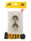 BRITE Розетка 2-местная с заземлением с защитными шторками 16А в сборе РСш12-3-БрКр бежевый IEK 6