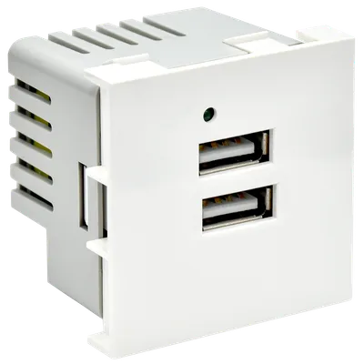 PRIMER РКЮ-23-40-П Розетка USB A+A 5В 4,2А (2 модуля) белая IEK