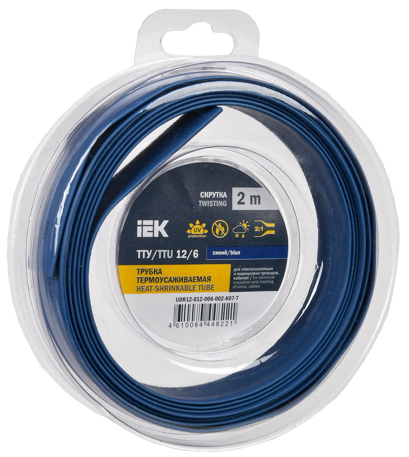 Трубка термоусадочная ТТУ нг-LS 12/6 синяя (2м/упак) IEK (UDR12-012-006-002-K07-T)