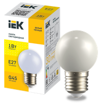 LIGHTING Лампа светодиодная декоративная G45 шар 1Вт 230В теплый белый E27 IEK