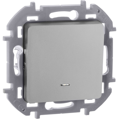 INSPIRIA Выключатель 1-клавишный с подсветкой/индикацией схема 1L 10АХ безвинтовые зажимы алюминий