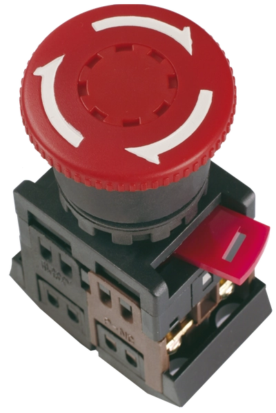 Кнопка AE-22 "Грибок" с фиксацией красный d22мм 240В 1з+1р IEK
