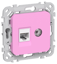 FLITE Розетка 2-местная RJ45/TV категория 5Е UTP РКТВ5е-2-0-ФлПр пурпурный IEK