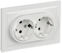 BRITE 2-gang socket outlet with protective shutters 16A, assy RSsh12-3-BrB white
