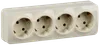 RS24-3-XK Quadruple socket with grounding contact 16A with opening installation GLORY (cream) IEK0