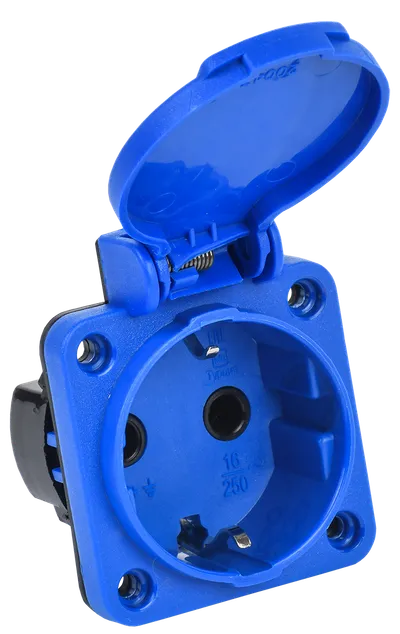 MAGNUM Socket panel SCHUKO RP11-3 flush with a cover 2P+PE 16A 220V IP44 blue IEK