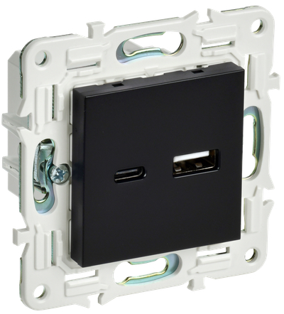 SKANDY Розетка USB A+C 18Вт SK-R13Bl черный IEK