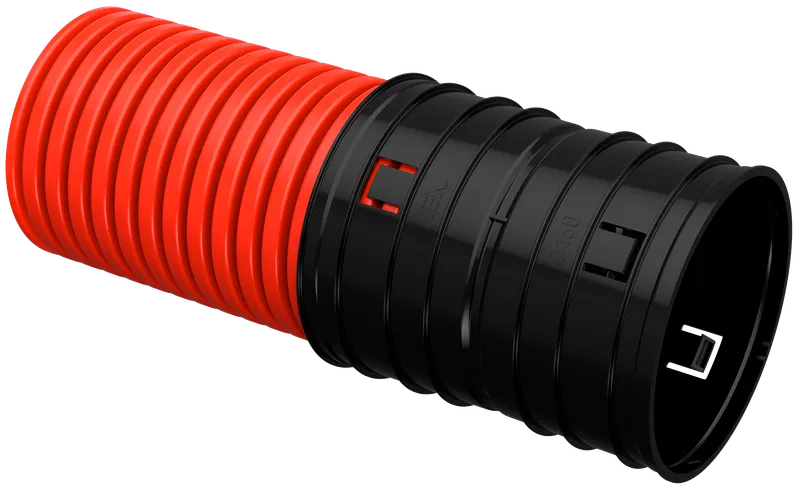 Corrugated double-wall HDPE pipe d=200mm red (25 m) IEK with a broach tool
