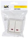 OKTAVA Выключатель 2-клавишный с индикацией для открытой установки 10А ВС20-2-1-ОКм кремовый IEK1