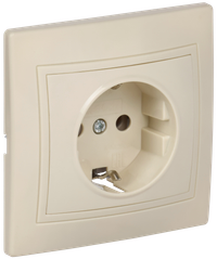 KVARTA Розетка 1-местная с заземлением без защитных шторок 16А кер РС10-3-Км кремовый GENERICA