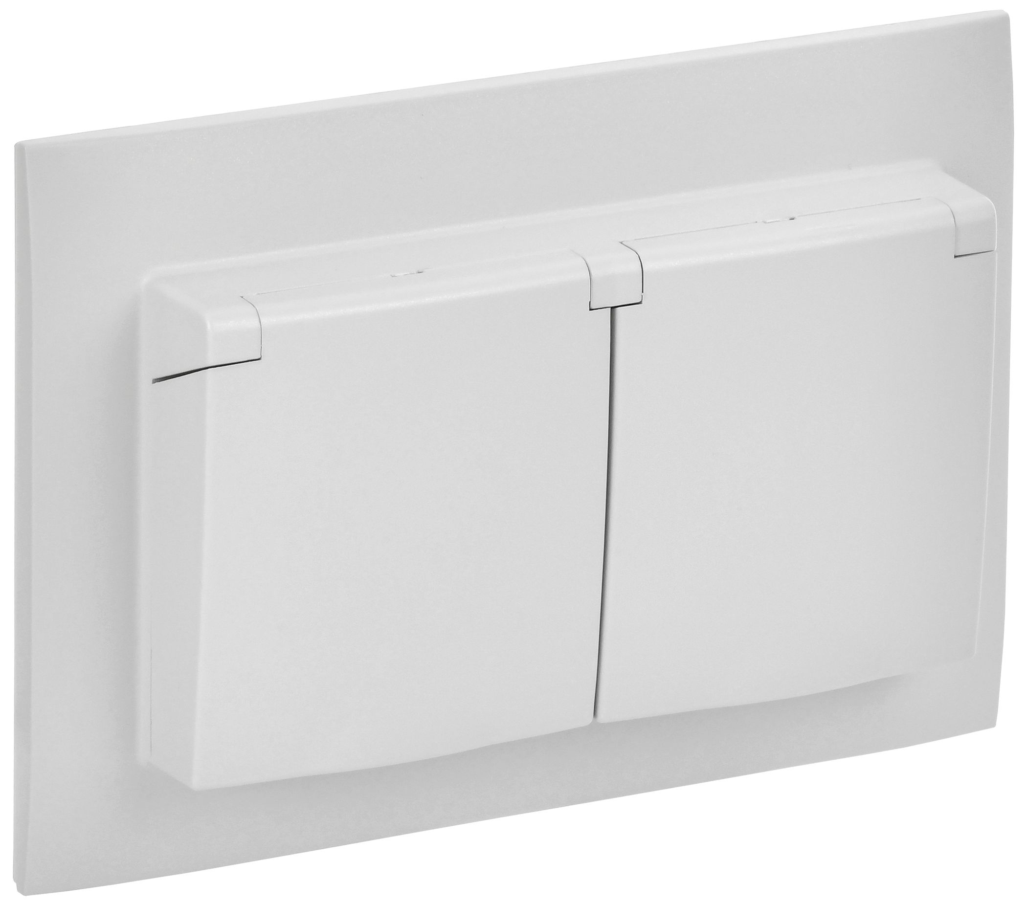 SKANDY Розетка 2-местная и крышкой 16А в сборе IP44 SK-R12W арктический белый IEK (SK-R26-16-44-K01-F)