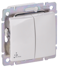 VALENA Переключатель 2-клавишный схема 6/2 10АХ IP44 безвинтовые зажимы белый