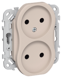FLITE Розетка 2-местная без заземления без защитных шторок 10А РС02-0-ФлЛ льняной IEK