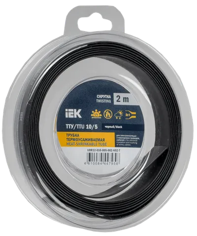 Heat shrink tubing TTU ng-LS 10/5 black (2m/pack) IEK