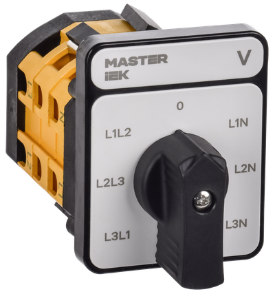 Переключатель кулачковый стандартная черная рукоятка 16А схема 66 MASTER IEK