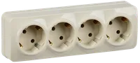 RS24-3-XK Quadruple socket with grounding contact 16A with opening installation GLORY (cream) IEK