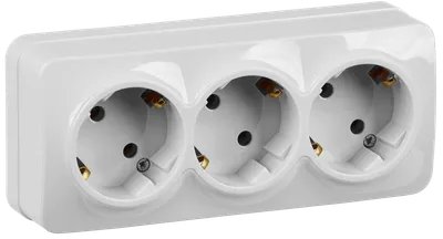 RS23-3-XB Triple socket with grounding contact 16A with opening installation GLORY (white) IEK