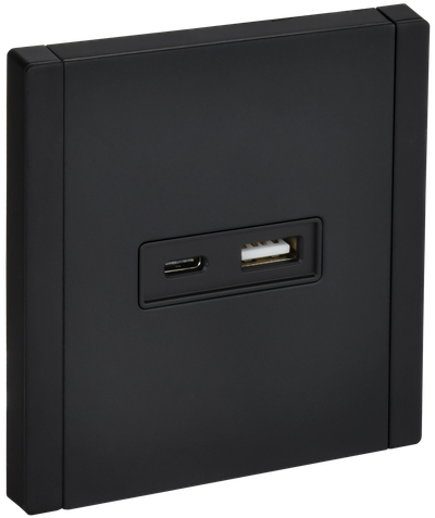 FORTE&PIANO Розетка USB A+C 3,1А FP150M металл черный IEK