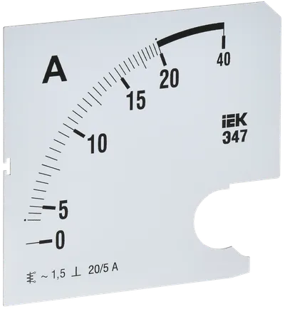 Replaceable scale for ammeter E47 20/5A accuracy class 1.5 96x96mm IEK