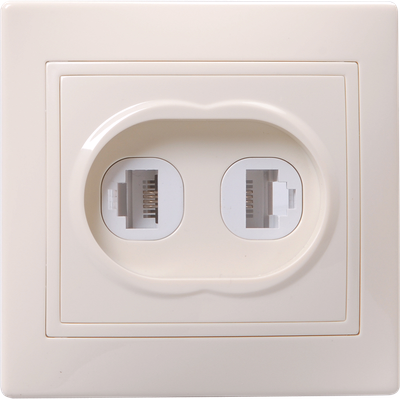KVARTA Розетка 2-местная RJ11+RJ45 кат.5е РК/Т12-ККм кремовый IEK