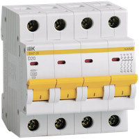 KARAT Автоматический выключатель ВА47-29 4P D 20А 4,5кА IEK