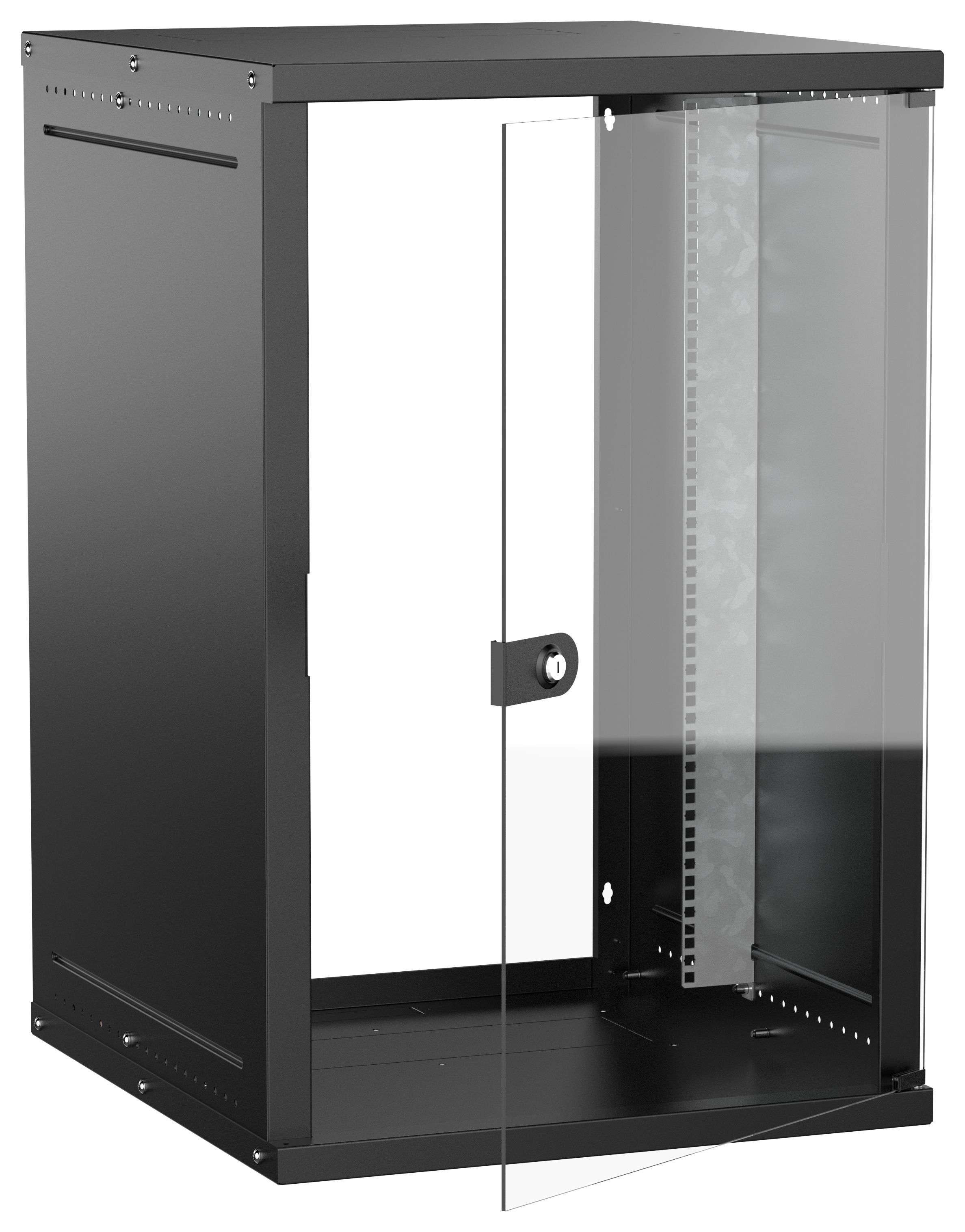 Шкаф настенный 18U 600х650мм стеклянная дверь черный GENERICA (LWE5-18U67-GF-G)