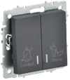 BRITE 2-gang switch with indication for hotels 10А ВС10-2-9-BrG graphite IEK0