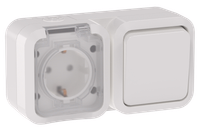 TORS Блок розетка + выключатель горизонтальный 16А IP55 TS342 белый IEK