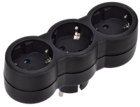 STANDARD Тройник Т-01/03 3 места с заземлением 16А вертикальный черный IEK