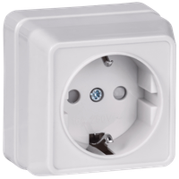 OKTAVA Розетка 1-местная с заземлением с защитными шторками для открытой установки 16А РСш20-3-ОБ белый GENERICA