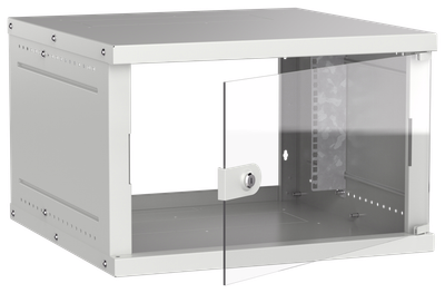 Шкаф настенный 19" 6U 600х600мм стеклянная дверь серый GENERICA