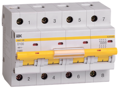 KARAT Автоматический выключатель ВА47-100 4P D 100А 10кА IEK