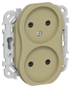 FLITE Розетка 2-местная без заземления с защитными шторками безвинтовое крепление 10А РСш02-1-ФлО оливковый IEK0