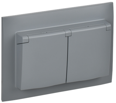 SKANDY Розетка 2-местная и крышкой 16А в сборе IP44 SK-R12Gr серый IEK