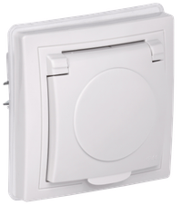 KVARTA Розетка с заземлением с защитными шторками с крышкой 16А IP44 РСбш10-3-КБ-44 белый GENERICA