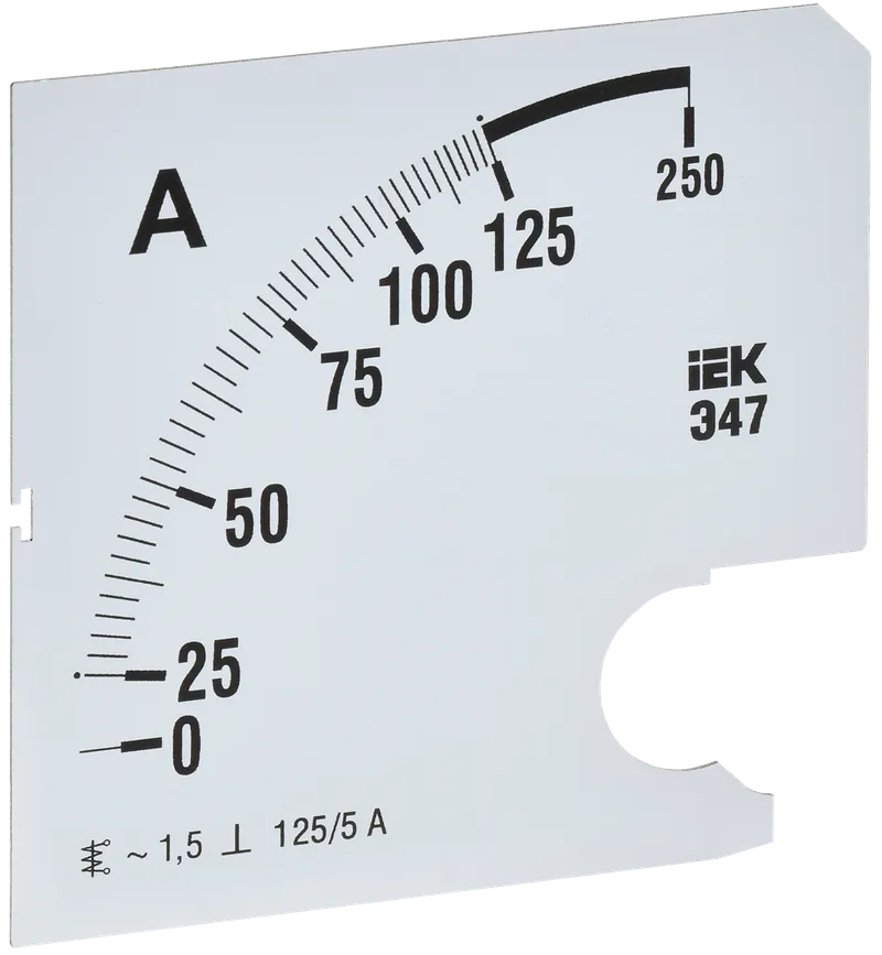 Шкала сменная для амперметра Э47 125/5А класс точности 1,5 96х96мм IEK