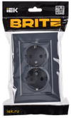 BRITE Розетка 2-местная с заземлением без защитных шторок плоская 16А в сборе РСПл12-3-БрМ маренго IEK1