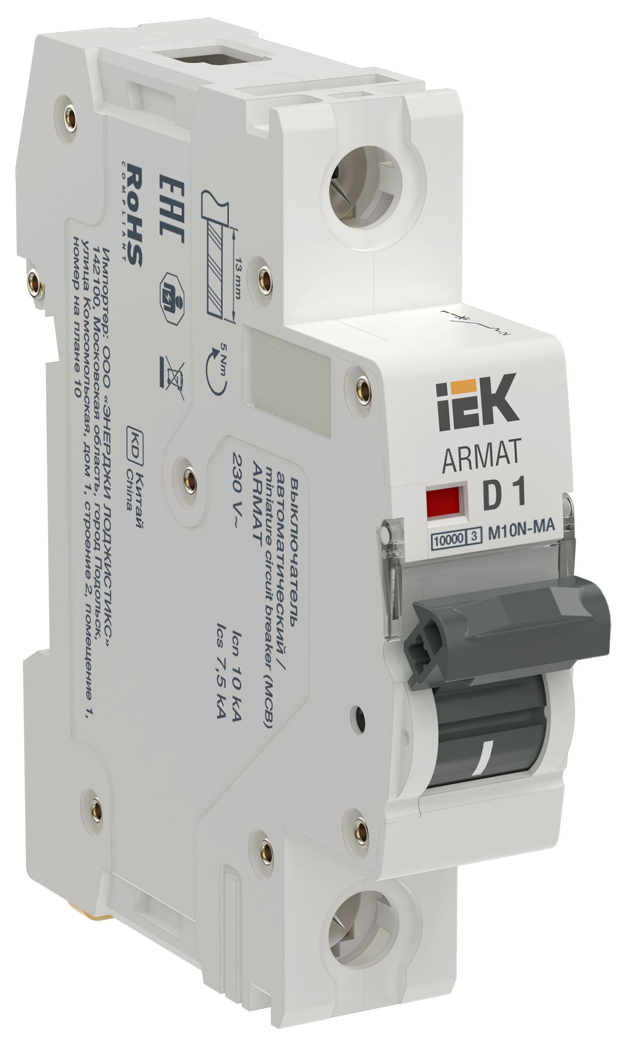 ARMAT Автоматический выключатель без теплового расцепителя M10N-MA 1P D 1А IEK (AR-M10N-MA-1-D001)
