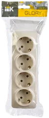 RS24-3-XK Quadruple socket with grounding contact 16A with opening installation GLORY (cream) IEK1