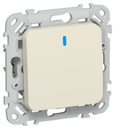 FLITE Выключатель 1-клавишный кнопочный с индикацией 10А ВС11-2-1-ФлСл сливочный IEK