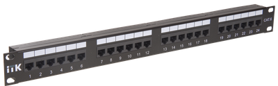 ITK 1U патч-панель кат.6 UTP, 24 порта (IDC Dual), с кабельным органайзером