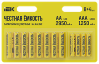 Батарейка щелочная Alkaline LR6/AA+LR03/AAA (8+4шт/блистер) IEK