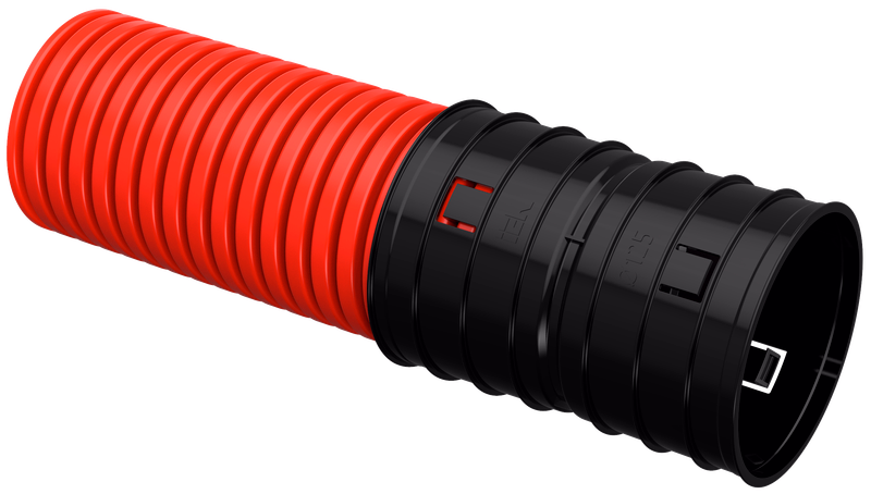 ELASTA Труба гофрированная двустенная жесткая ПНД d=125мм красная (5,7м) IEK0