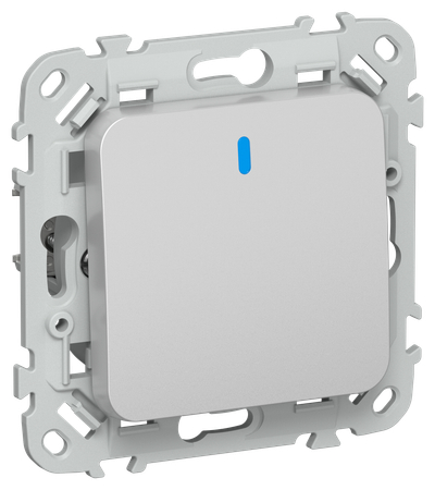 FLITE Выключатель 1-клавишный кнопочный проходной с индикацией 10А ВС61-2-1-ФлА алюминий IEK