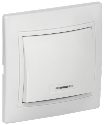 KVARTA Выключатель 1-клавишный с индикацией 10А ВС10-1-1-КБ белый GENERICA